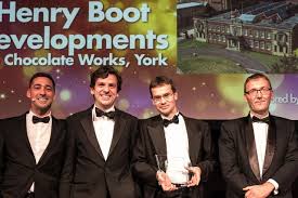The Henry Boot team celebrates winning the Restoration and Regeneration Award for The Chocolate Works in York.